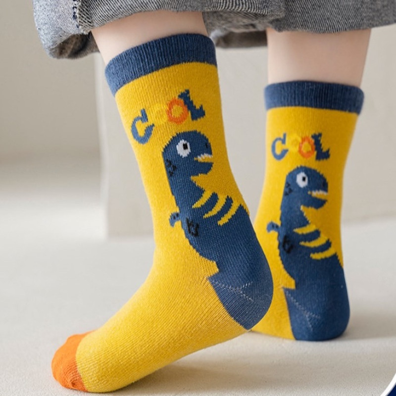 Children's 3Y-5Y Set of 5 cartoon dinosaur colorful crew socks for boys-KS48